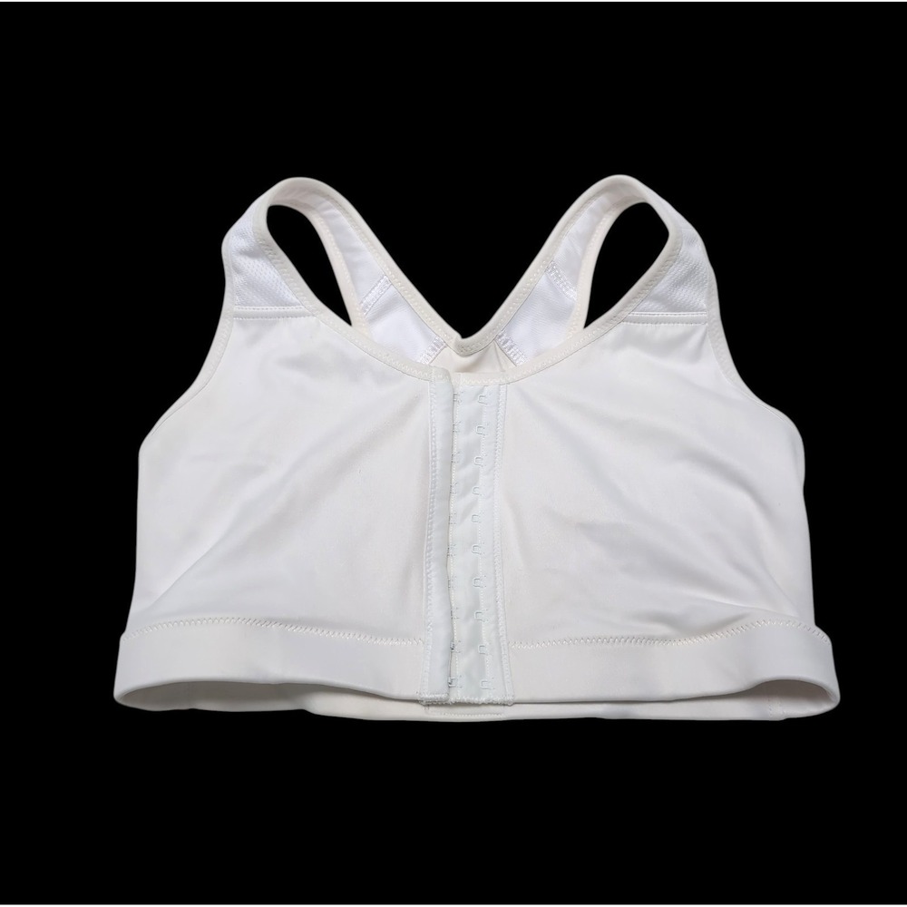 Glamorise 38 F/G Seamless Sports Bra Racerback Front Close White Wireless